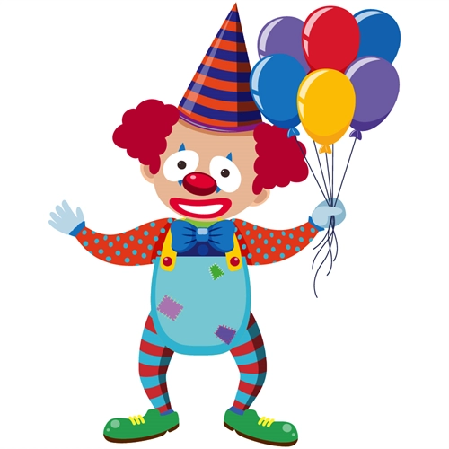 Carnival Circus Theme Clown with Balloons Transparent Sticker